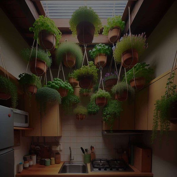 Quelles astuces pour concevoir un jardin d'herbes aromatiques suspendu dans une petite cuisine ?